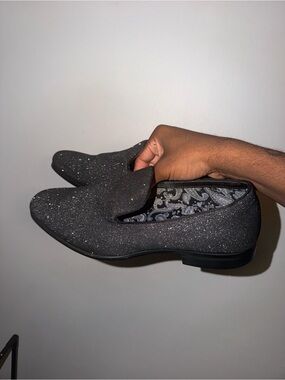 Men's Black Glitter Slip-On Loafers